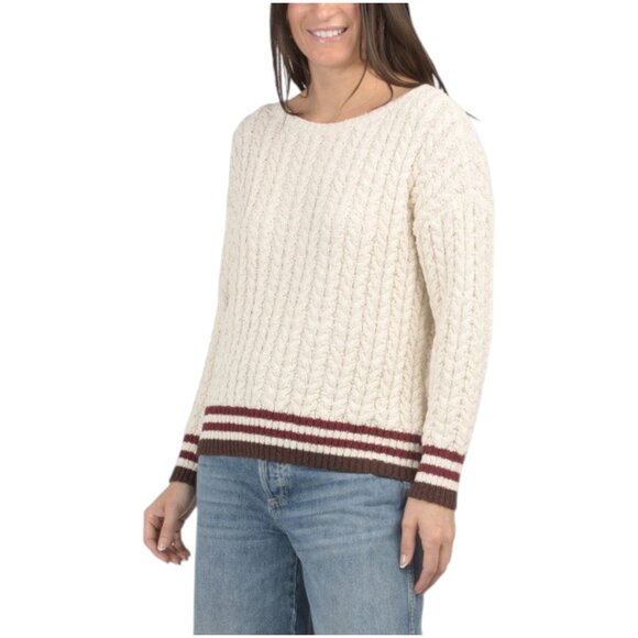 LUSH Varsity Striped Cable Knit Sweater - Picture 1 of 2
